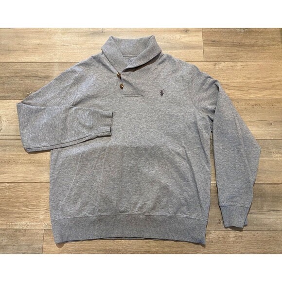 Polo Ralph Lauren Men's XL Sweater Cowl Neck Gray Knit Long Sleeve Pullover - Picture 1 of 9
